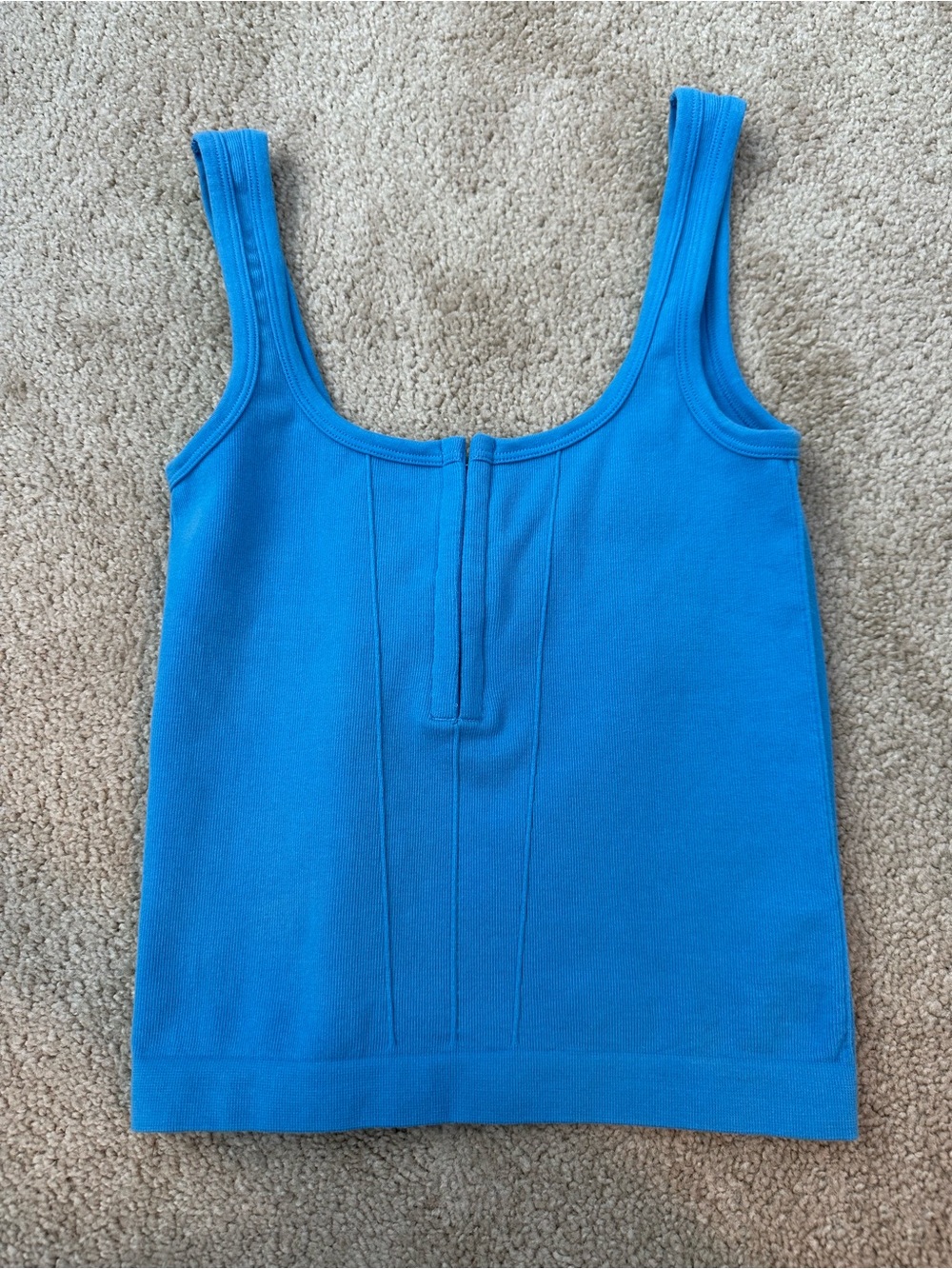 Blue Ribbed Crop Top - Picture 2 of 4